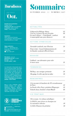 Sommaire Buralistes Mag N°1407 - Octobre 2022